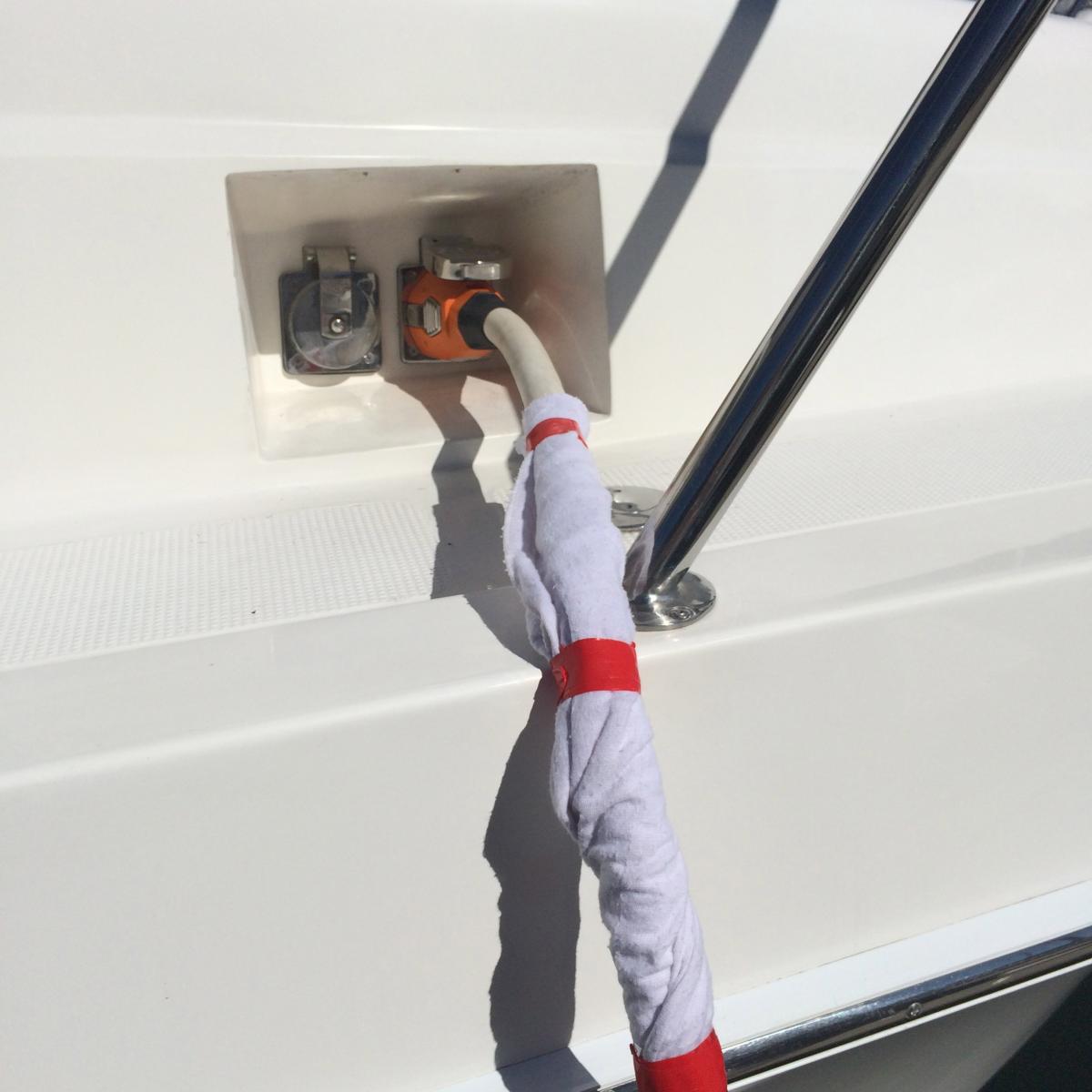 Installing a hatch on a boat. 