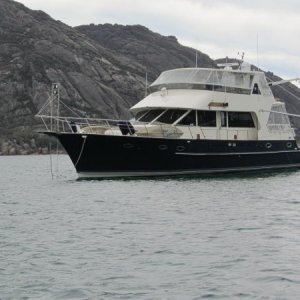 Liberty at Anchor in Wine Glass Bay Tasmania Aust.