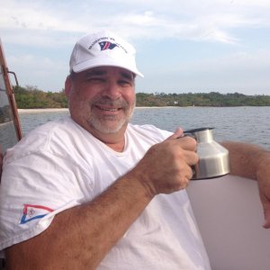 Morning coffee on the forward cockpit