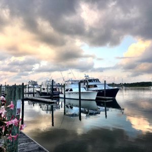 Morning has broken over the Beaufort, NC Town Docks.