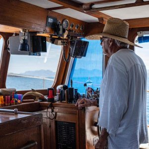 At the wheel in the Sea of Cortez