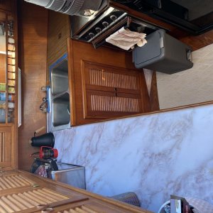 installing faux marble to galley