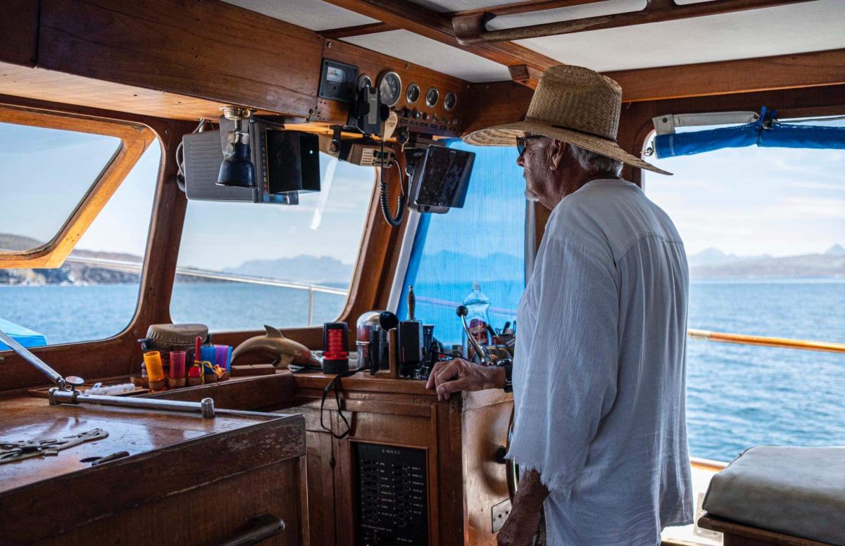 At the wheel in the Sea of Cortez