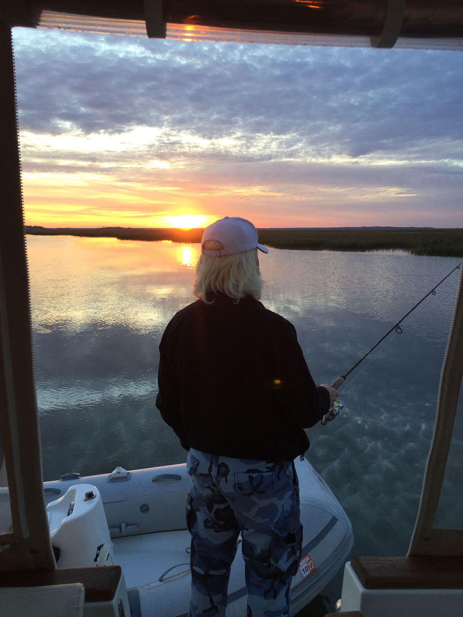 Fishing at sunset