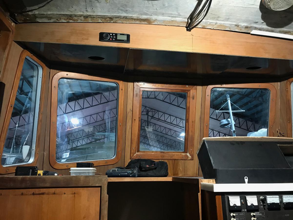 Helm station with new wood in place | Trawler Forum