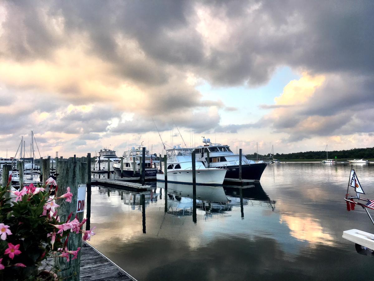 Morning has broken over the Beaufort, NC Town Docks.