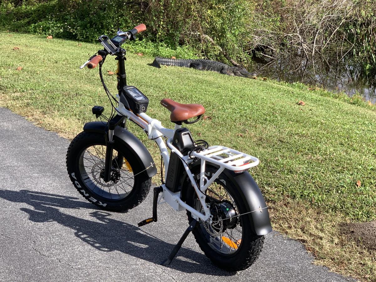 My electric bike with a gator in the background