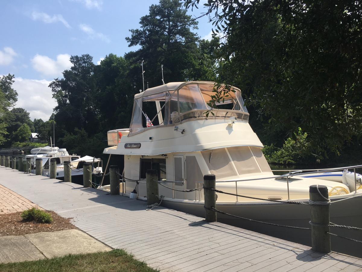 Slow Dance and Maranatha tied up overnight at the Dismal Swamp Welcome Center.