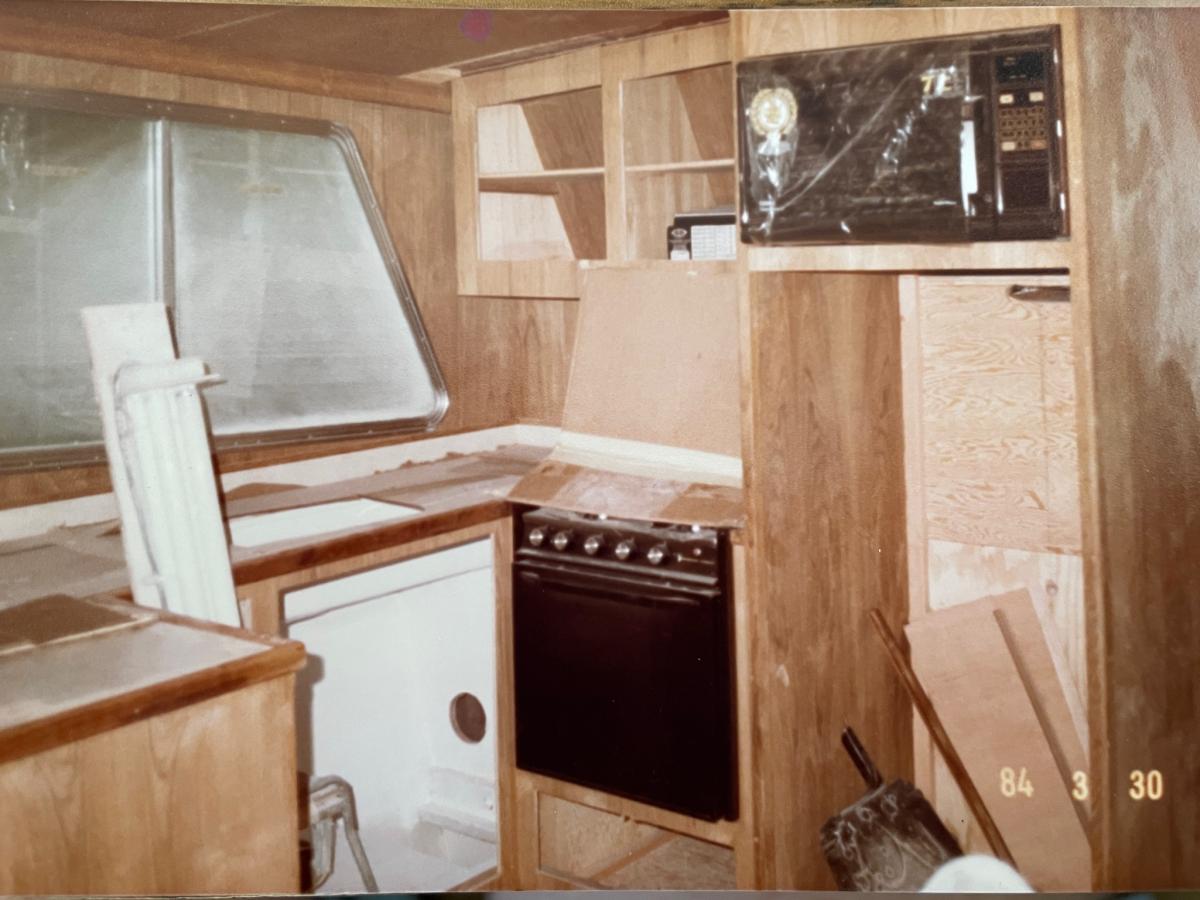 Starboard side galley looking aft.