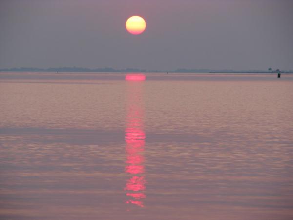 Sunset over Kent Island from the mouth of Queenstown Creek