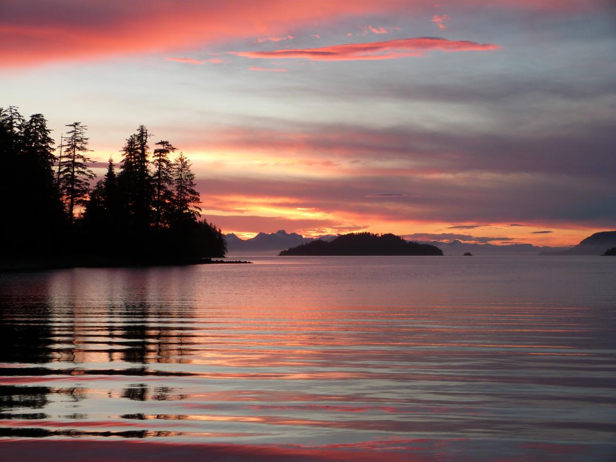 Sunset Tebenkoff Bay looking at Chatham Strait