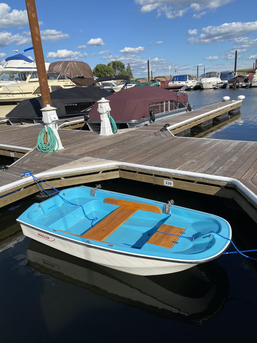 Used Total Boat products from Jamestown Distributors to repair the bottom, repair the holes & cracks topside & prime & paint interior. One of my sons 